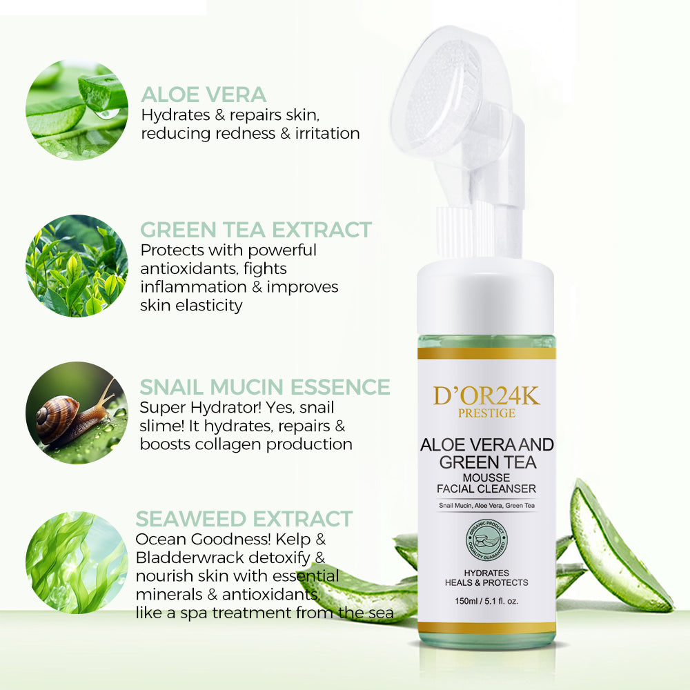 Aloe Vera and Green Tea - Mousse Facial Cleanser