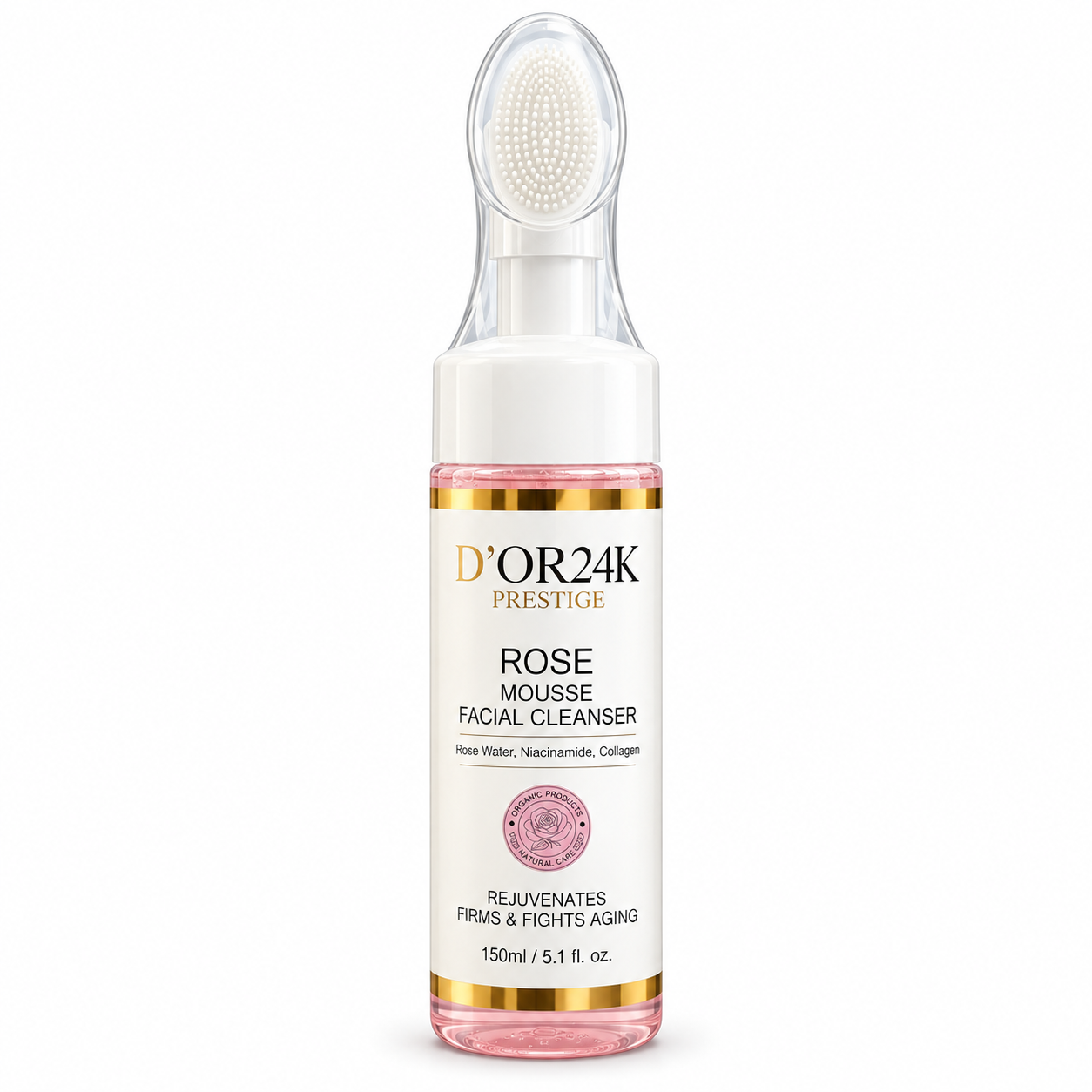 Rose Mousse Facial Cleanser with Silicone Brush – 150 mL / 5.1 fl. oz.